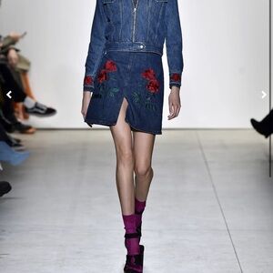 Adam selman New York 2017 Embroidered Denim Skirt